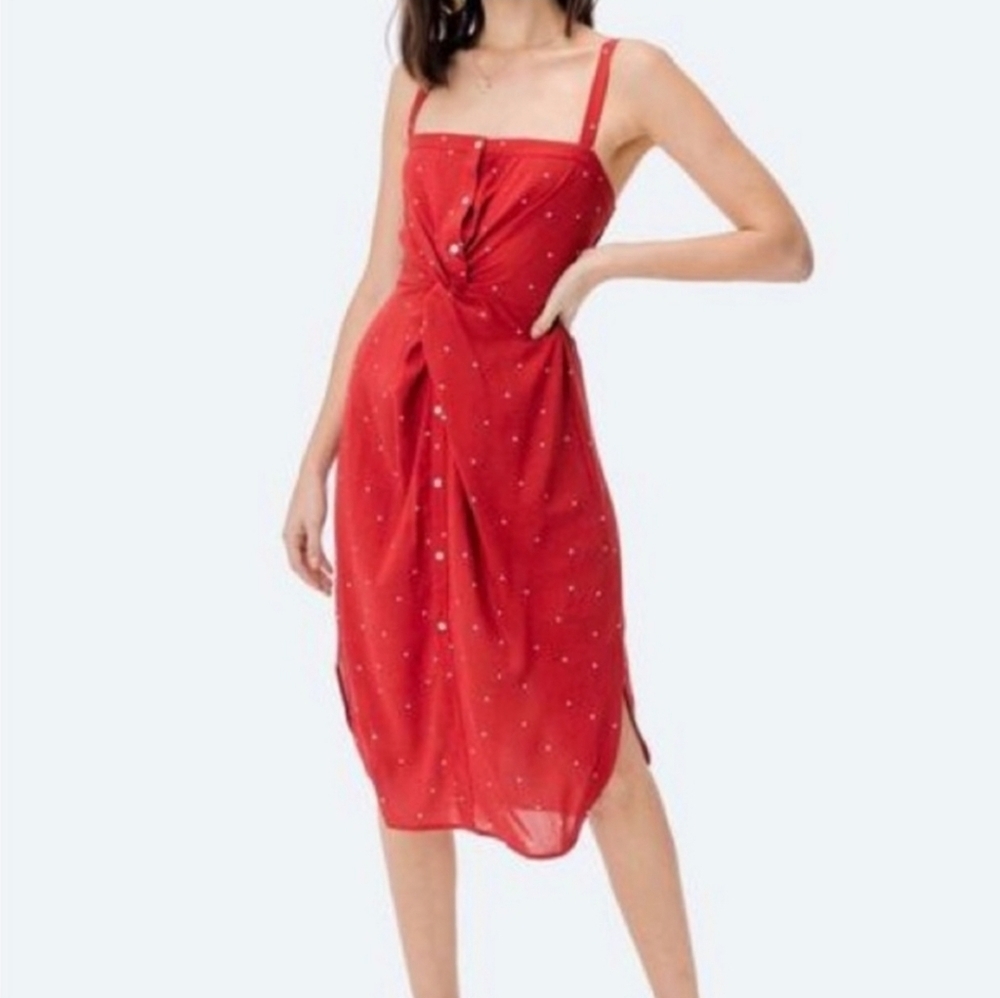 Lovestitch, Amora Knot Front Red Polka Dot Dress, Red & white, Size Small, NWT